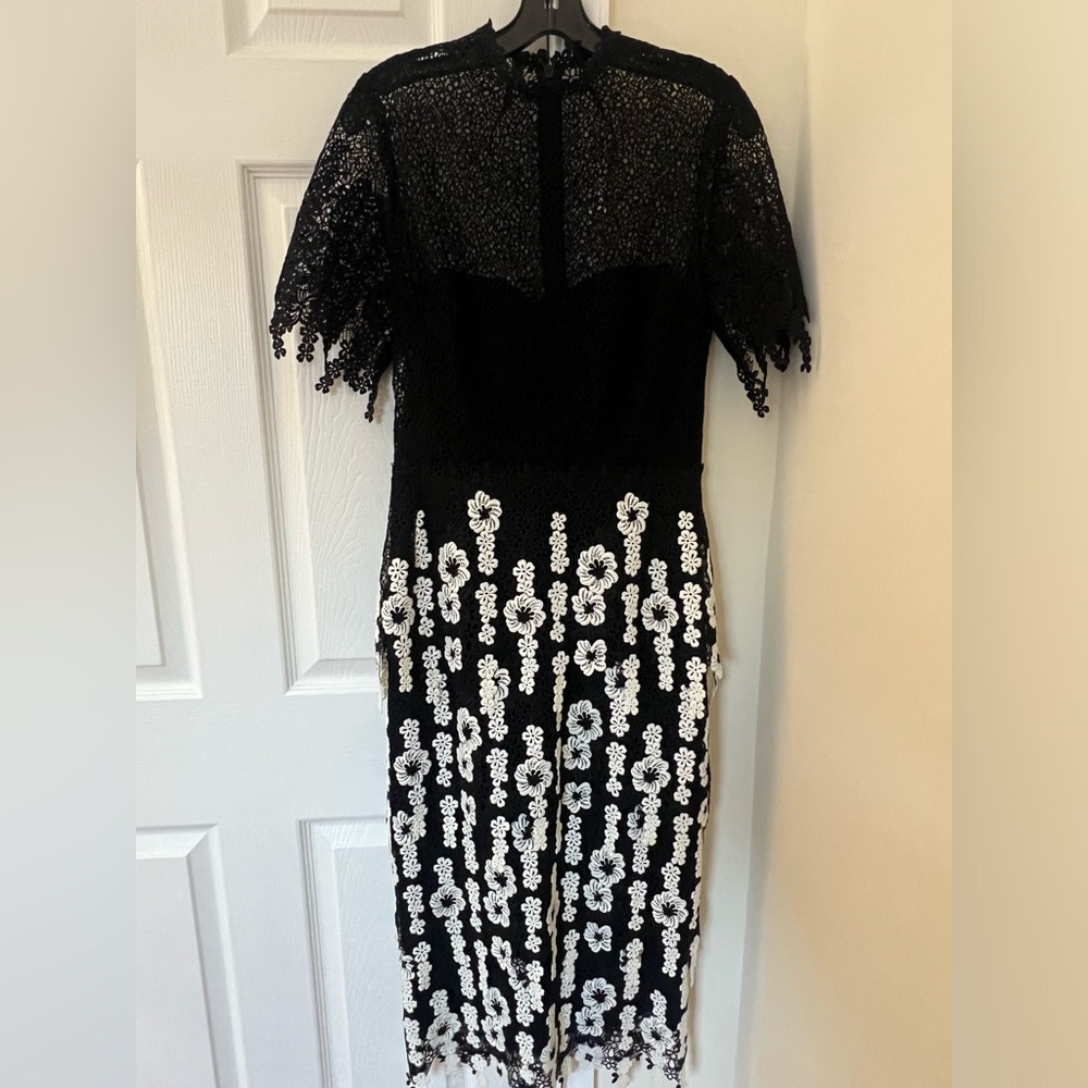 LELA ROSE FLORAL LACE TIERED DRESS